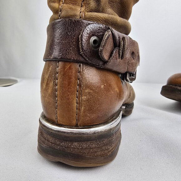 AS98 Brown Leather Strappy Ankle Boots Size 6 - Picture 10 of 12